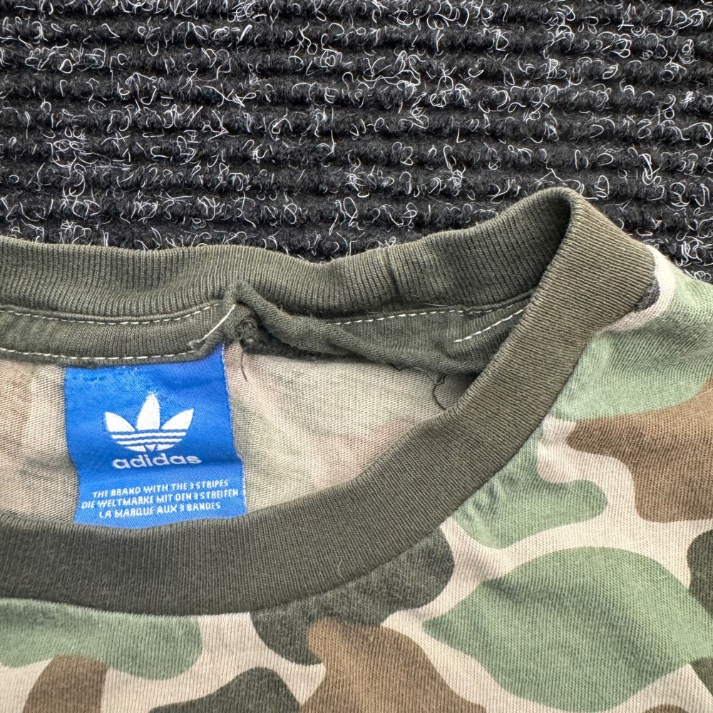 Adidas Originals Mens Camo Trefoil Logo T-Shirt Green Brown Camouflage Tee Small - Picture 5 of 12